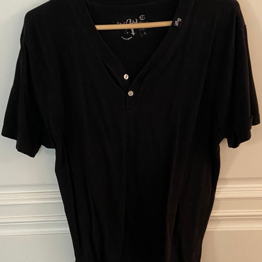 Black V-Neck Henley